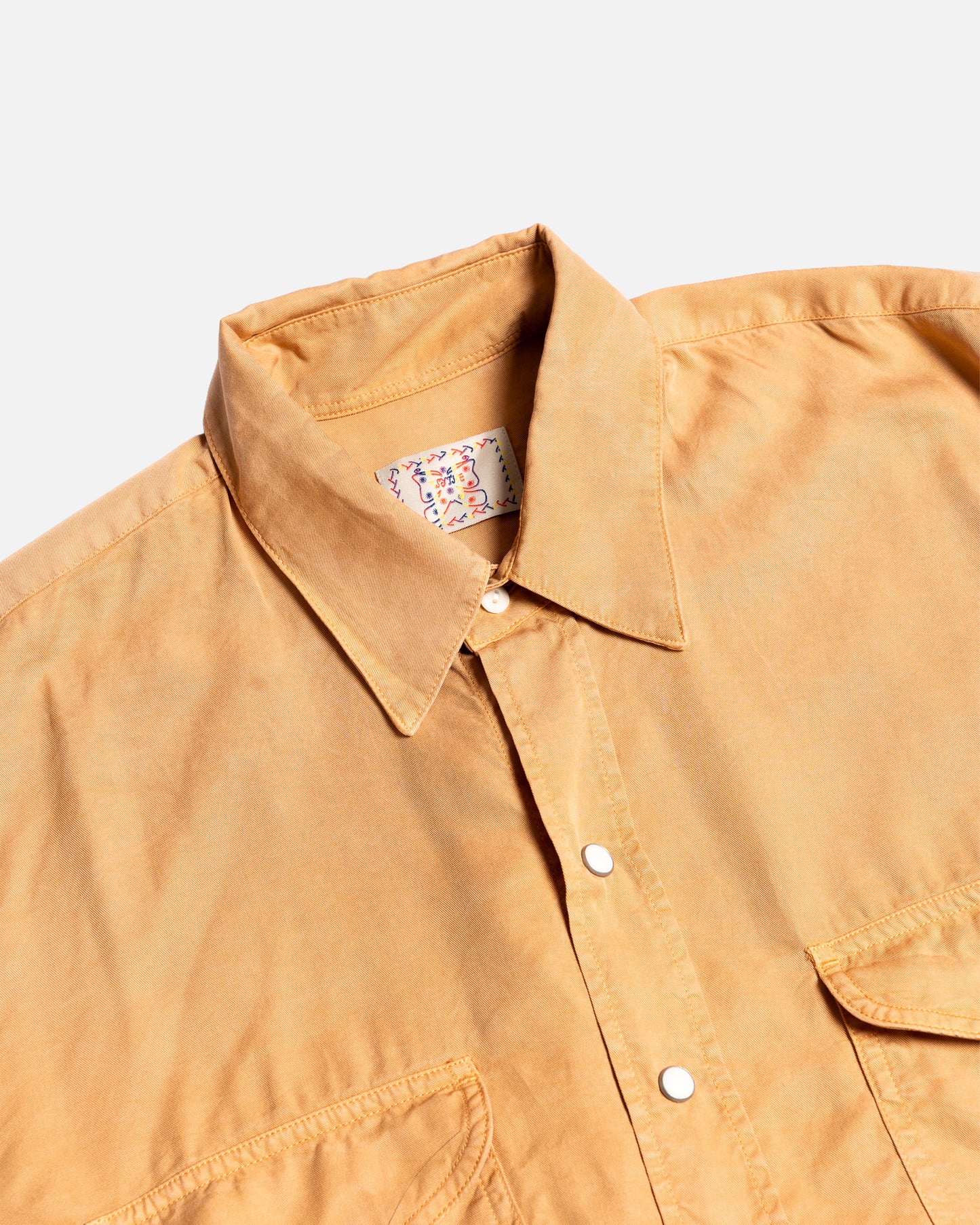 Wythe New York Tencel Gabardine Pearlsnap Shirt - Apricot
