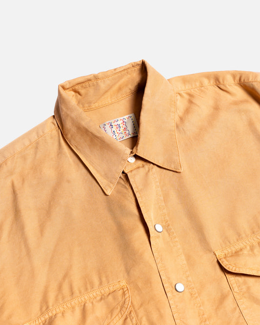 Wythe New York Tencel Gabardine Pearlsnap Shirt - Apricot