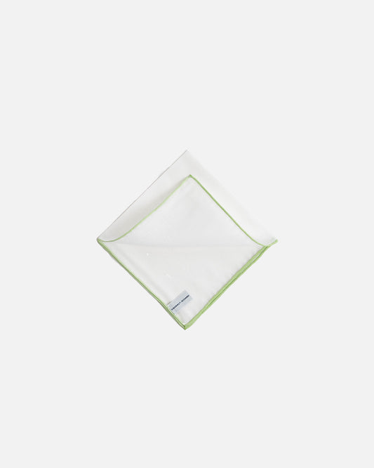 Simonnot Godard White/Light Green Pocket Square