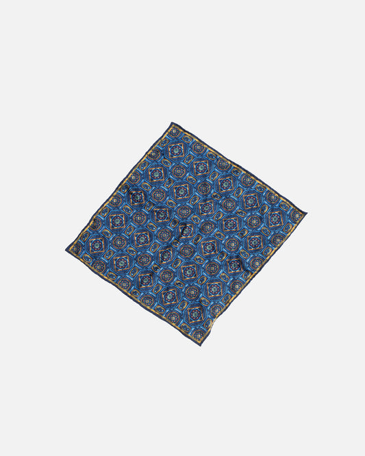 Calabrese Geometric Pocket Square - Navy/Yellow