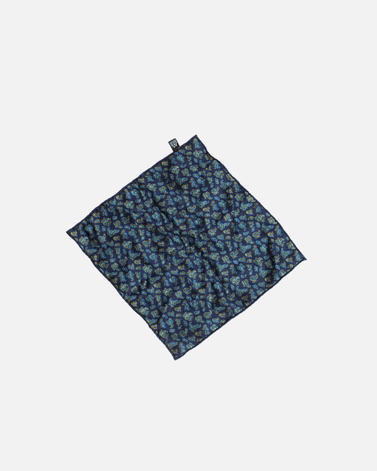 Calabrese Geometric Pocket Square - Navy/Yellow