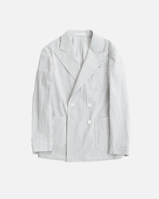 YK Blue Seersucker Unconstructed Jacket