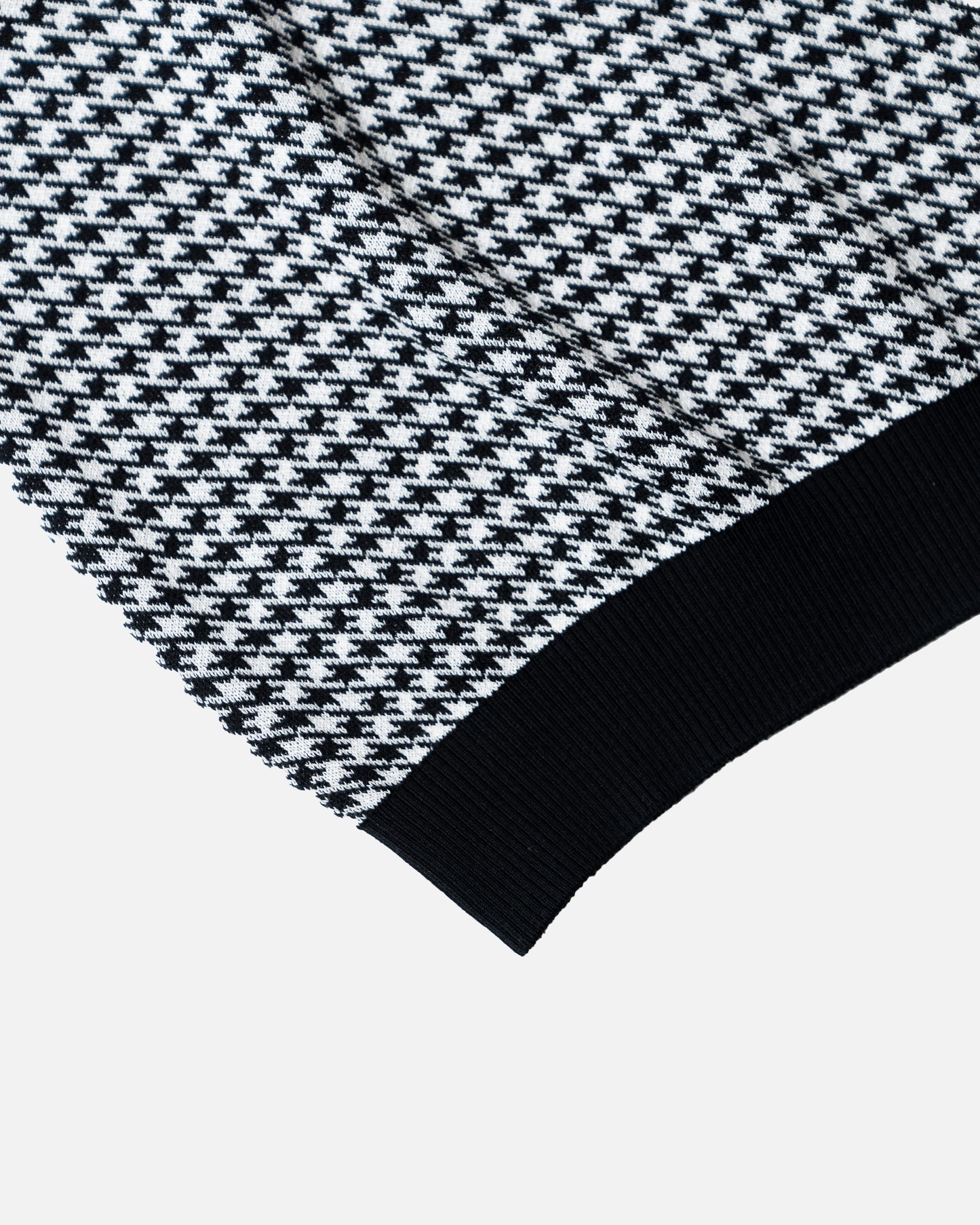 Iolo houndstooth Half Collar Polo Black/White