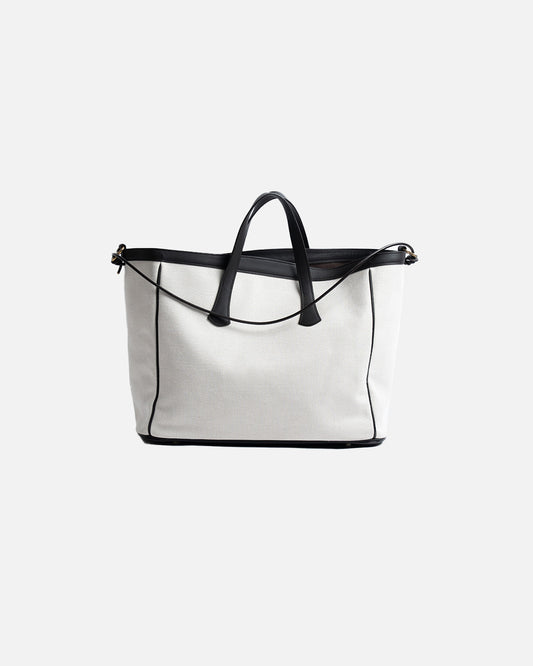 SAIC Firenze Canvas Tote Bag Natural/Dark Brown