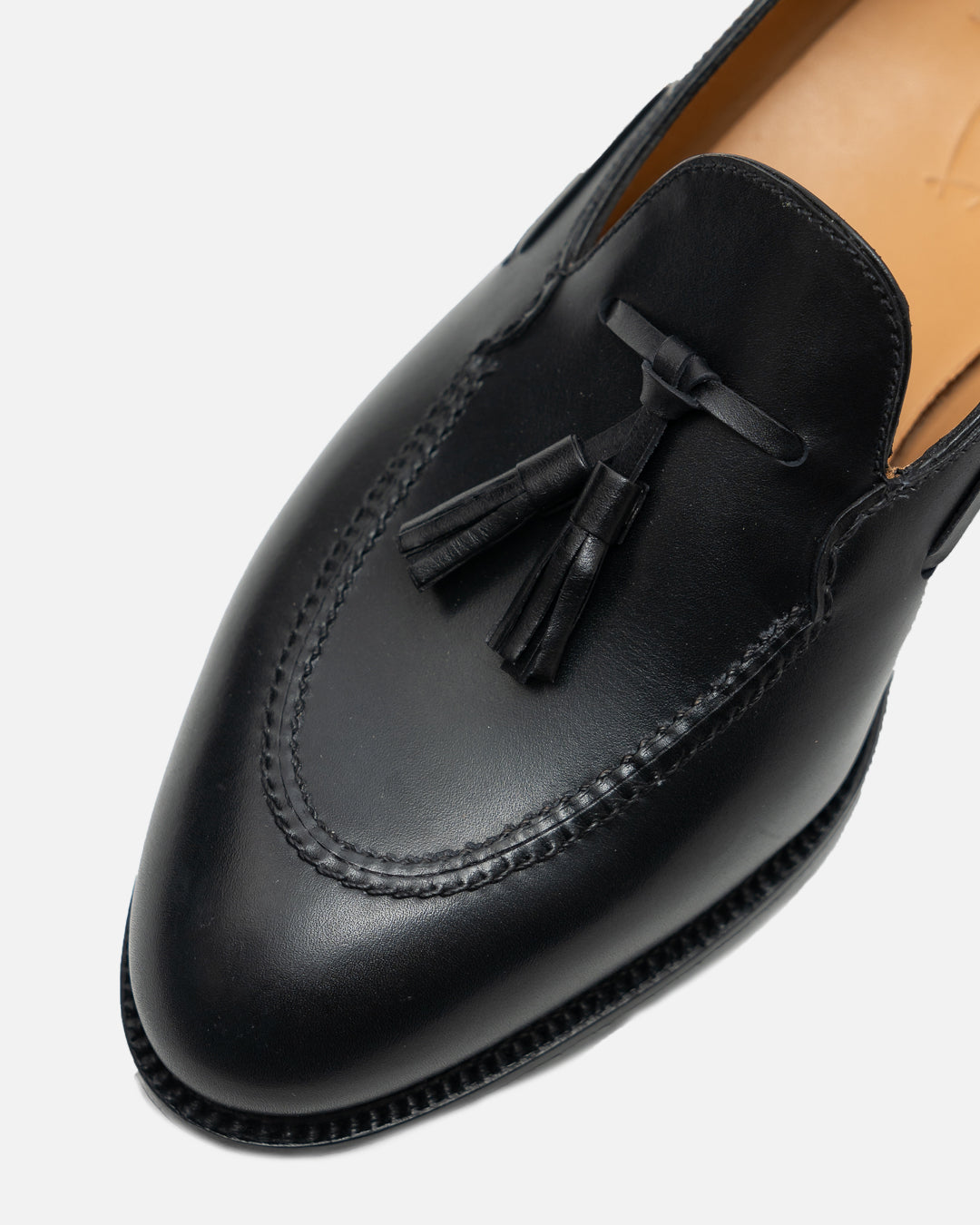 J.M. Weston Tassel Loafer Black Box Calf D Width (New)