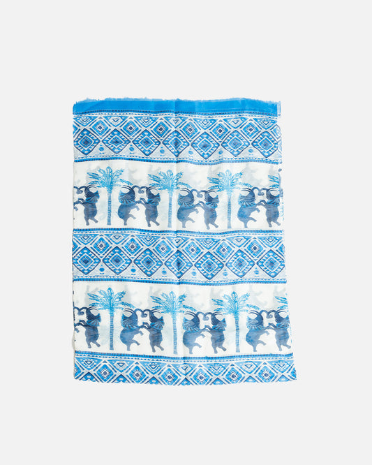 Calabrese Elephant Scarf - White/Blue