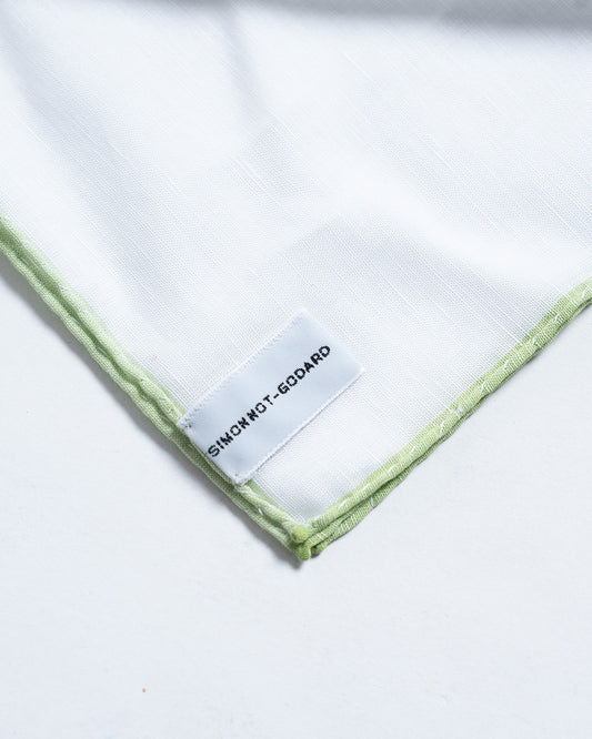 Simonnot Godard White/Green Pocket Square