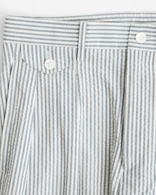 YK Blue Seersucker Wide Trousers
