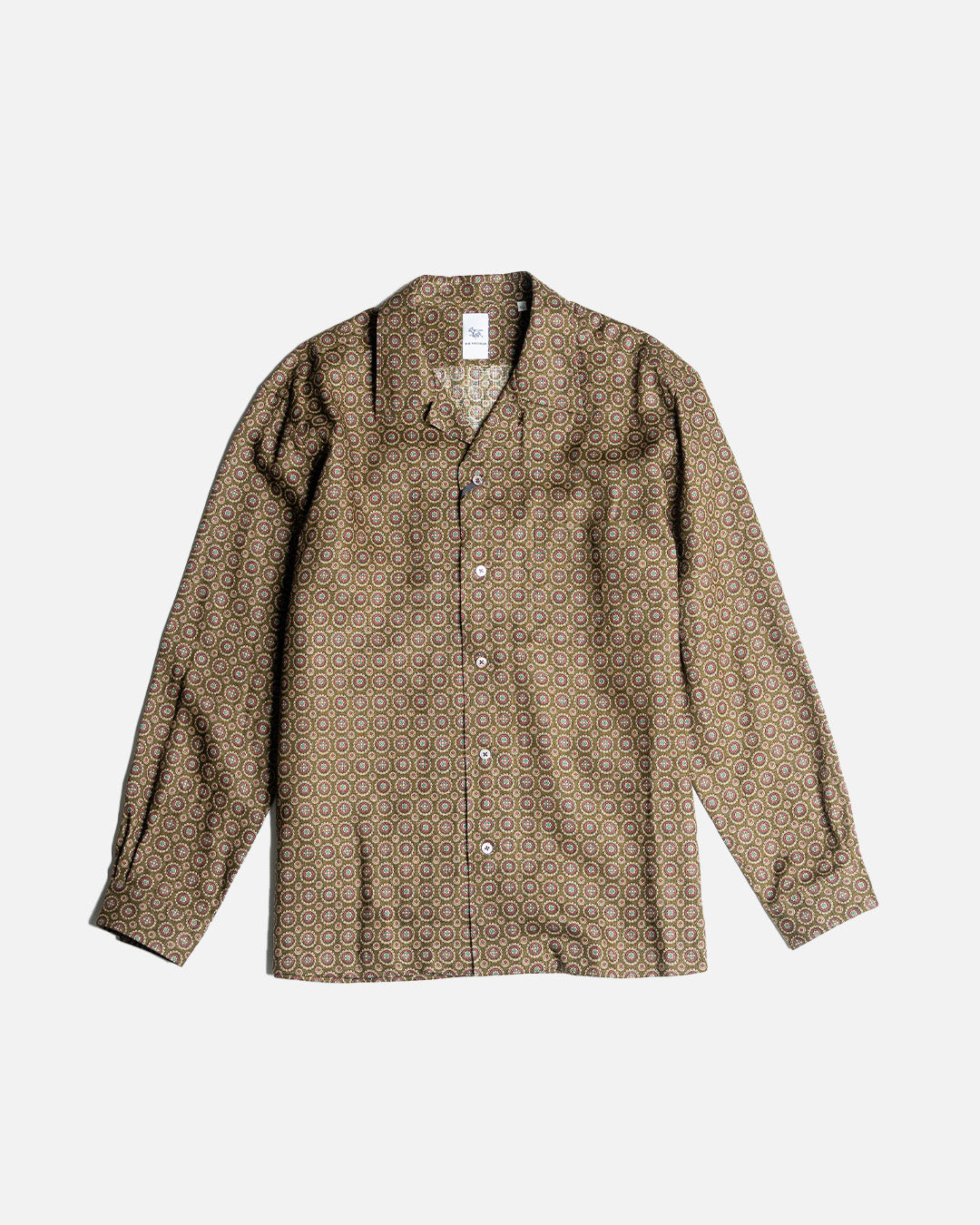 YK Brown Circle Printed Long Sleeve Cabana Shirt FW24