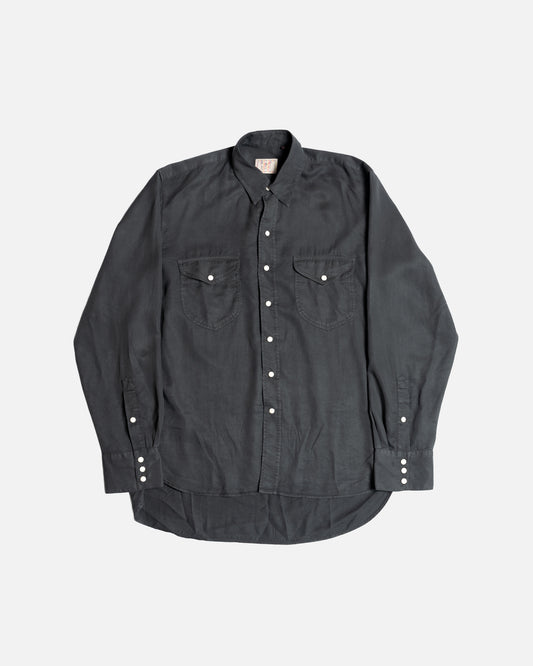 Wythe New York Tencel Gabardine Pearlsnap Shirt - Faded Black