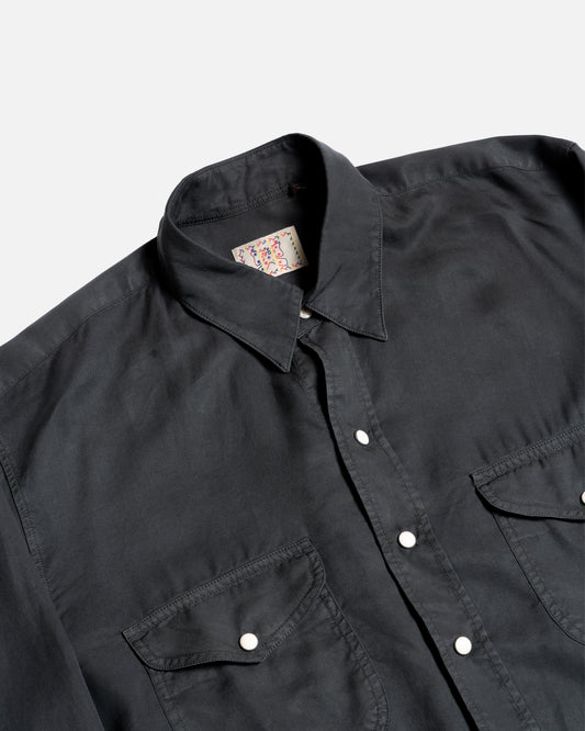 Wythe New York Tencel Gabardine Pearlsnap Shirt - Faded Black
