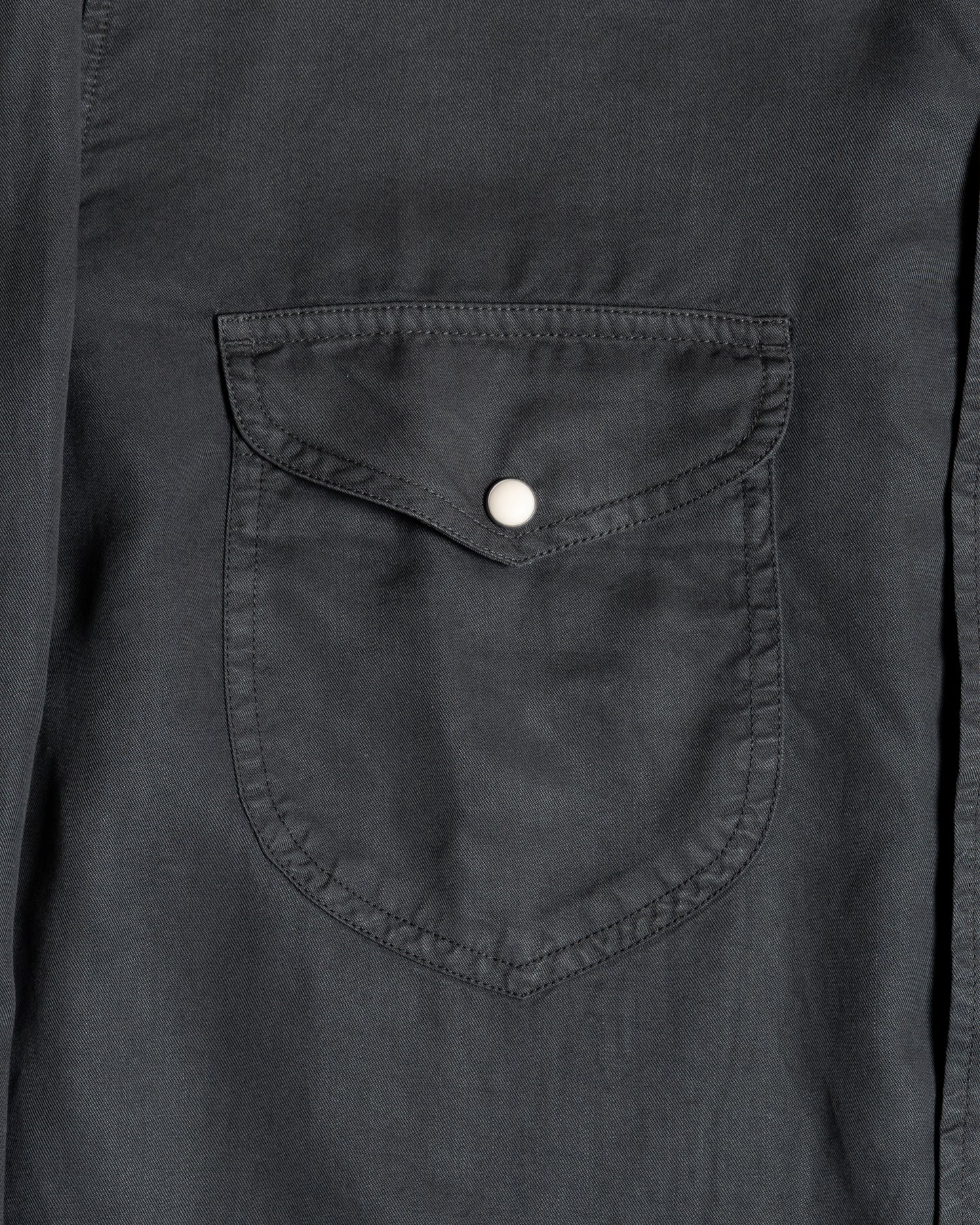 Wythe New York Tencel Gabardine Pearlsnap Shirt - Faded Black