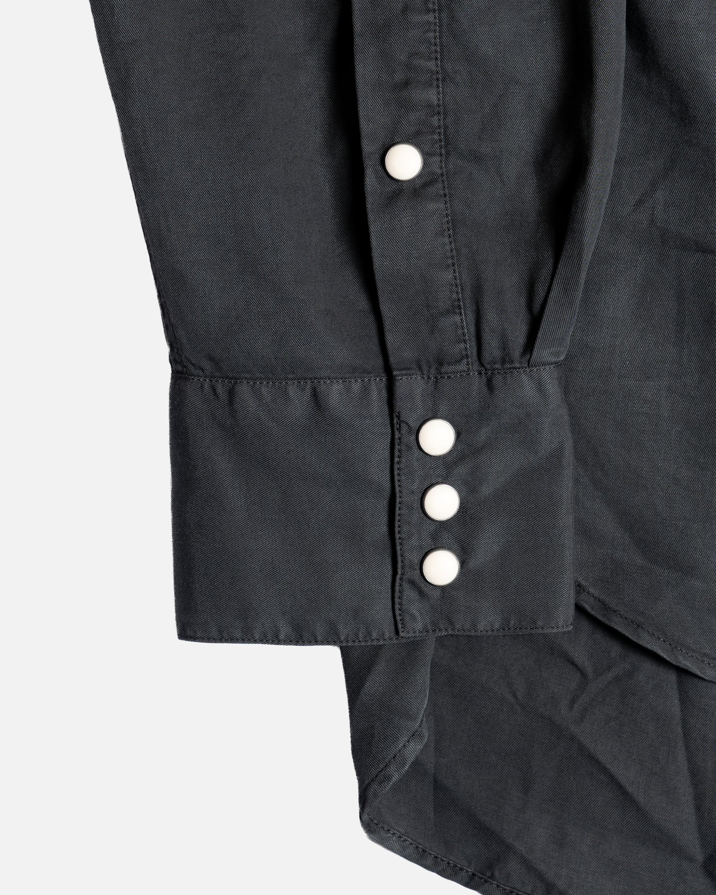 Wythe New York Tencel Gabardine Pearlsnap Shirt - Faded Black