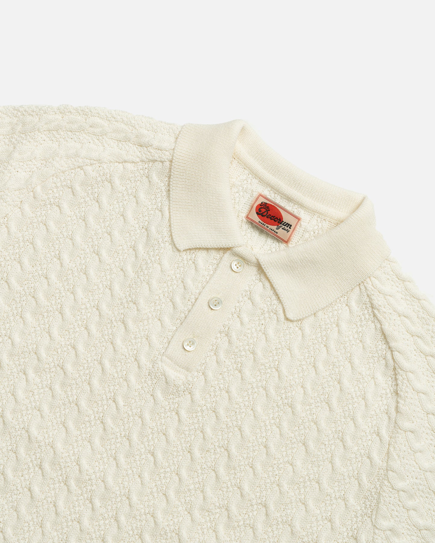 The Decorum Cable Knit Polo Shirt - Off white