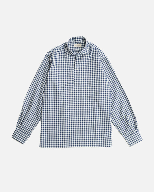 YK Navy Gingham Capri Pullover Shirt