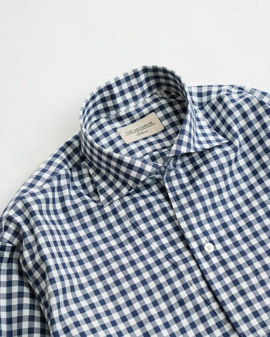 YK Navy Gingham Capri Pullover Shirt