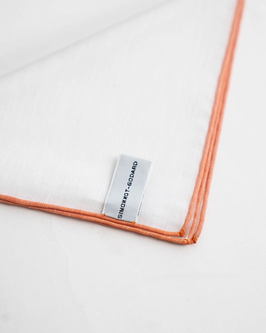 Simonnot Godard White/Orange Pocket Square