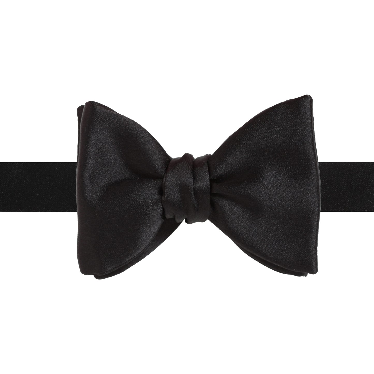 La Bowtique Bowties Medium Classic – Black Silk Satin Bow Tie