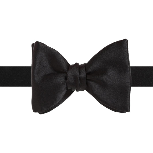 La Bowtique Bowties Medium Classic – Black Silk Satin Bow Tie