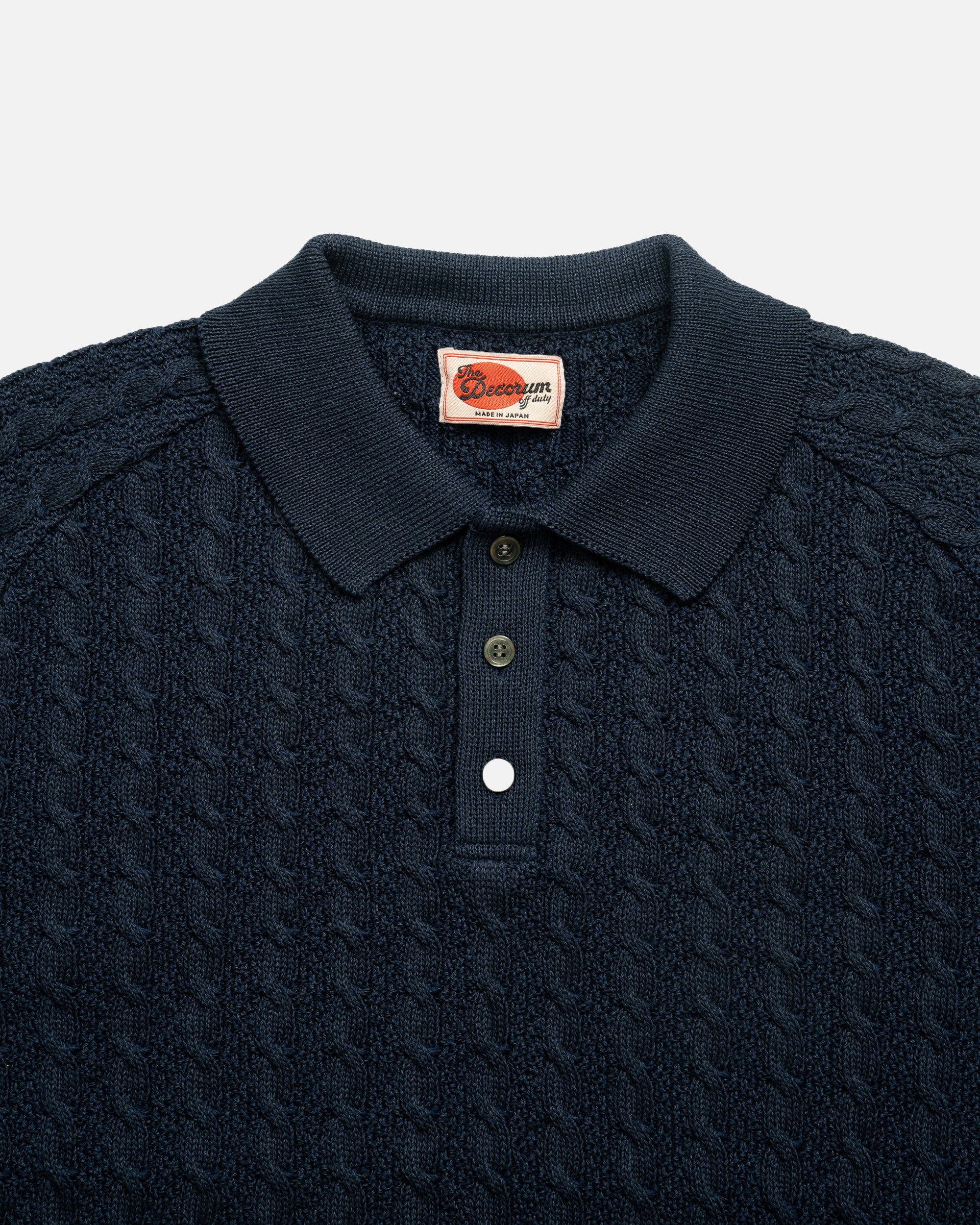 The Decorum Cable Knit Polo Shirt - Navy – The Decorum Bangkok