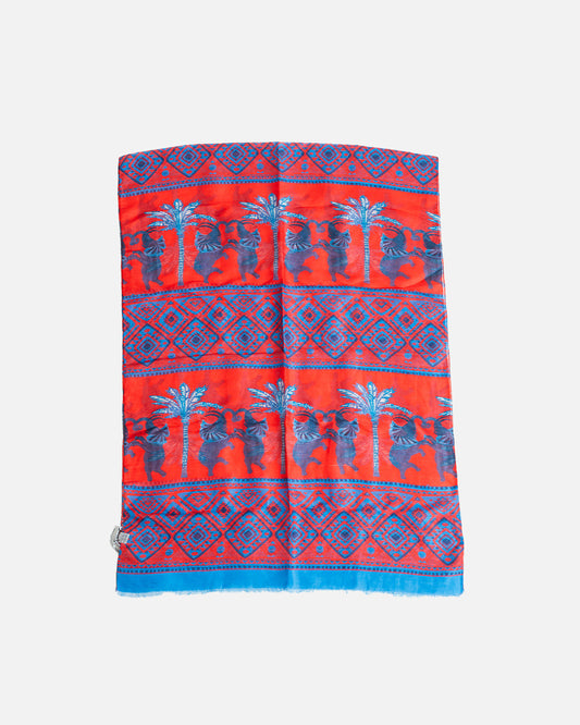 Calabrese Elephant Scarf - Red/Blue