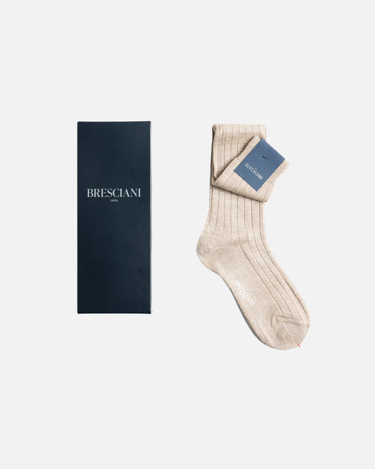 Bresciani LM069 Lino Ribbed Over The Calf Linen socks