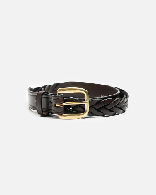 Tory Leather 1-1/4" Braided Belt 2160 Havana