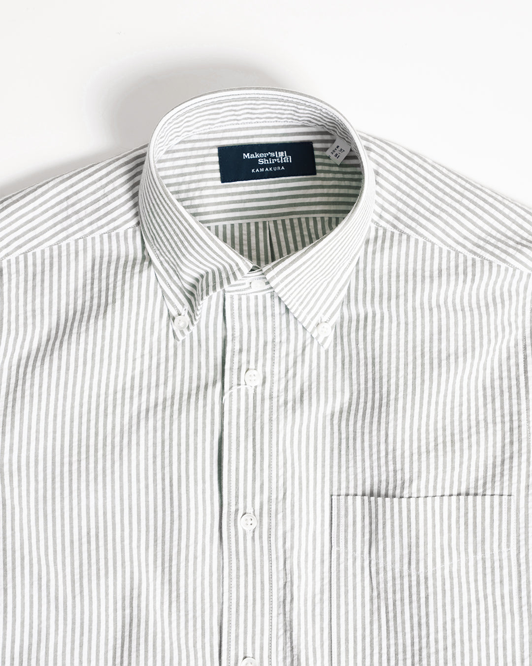 Kamakura Green Stripe Seersucker Shirt