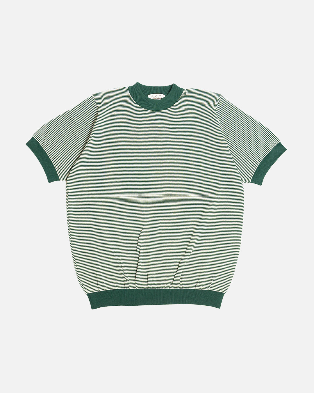 R.C.T. Striped Knit Semi Mockneck Tee – Green/Beige