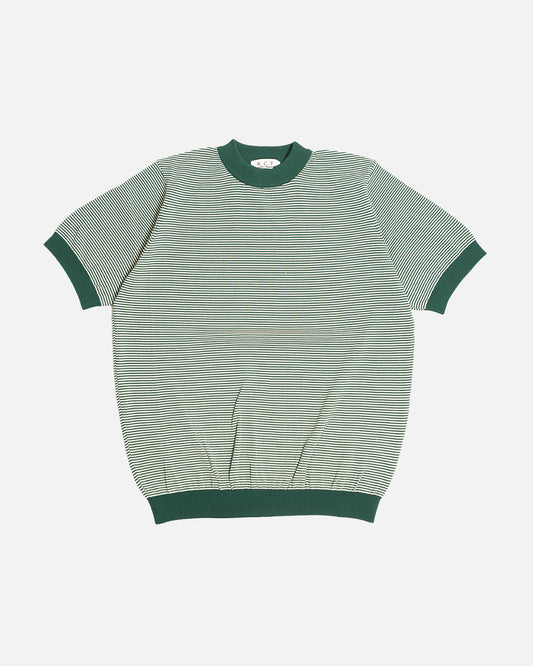 R.C.T. Striped Knit Semi Mockneck Tee – Green/Beige