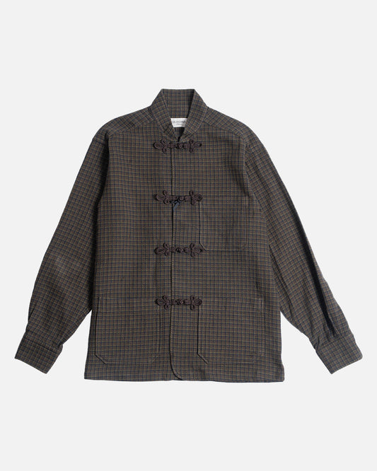 YK Brown / Navy Mandarin Over Shirt