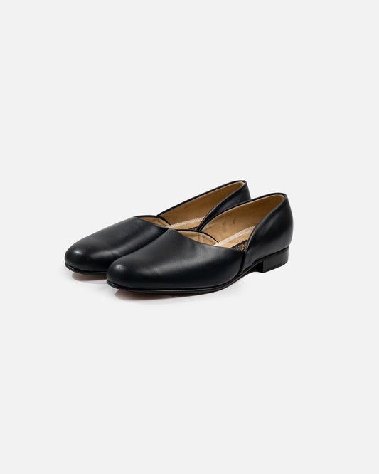 Bowhill and Elliott Black Leather Grecian Slippers