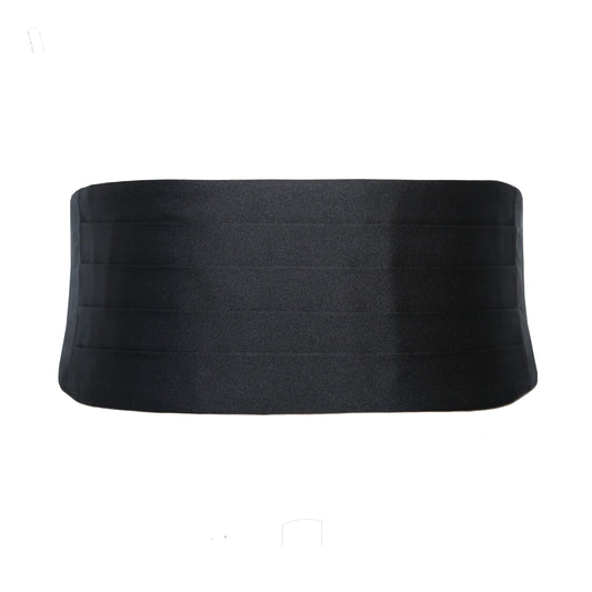 La Bowtique Bowties Cummerbund - Black Silk Satin 5 Pleats