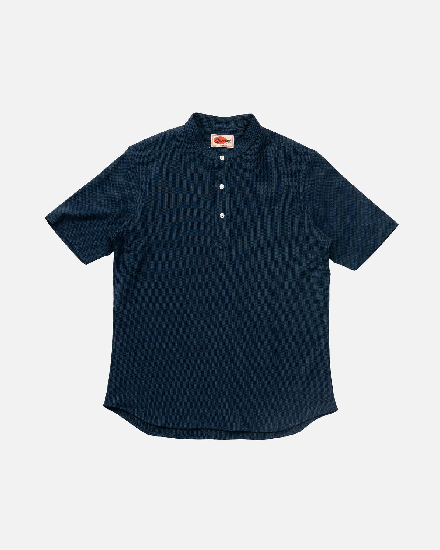 The Decorum Mandarin Collar Polo Shirt - Navy