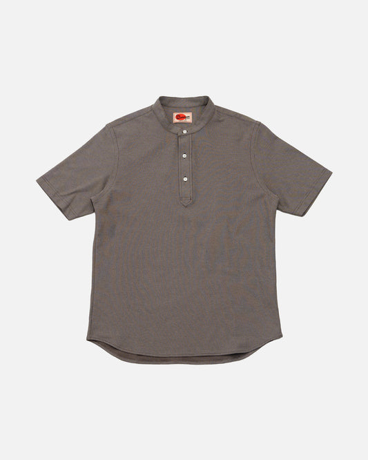 The Decorum Mandarin Collar Polo Shirt - Brown