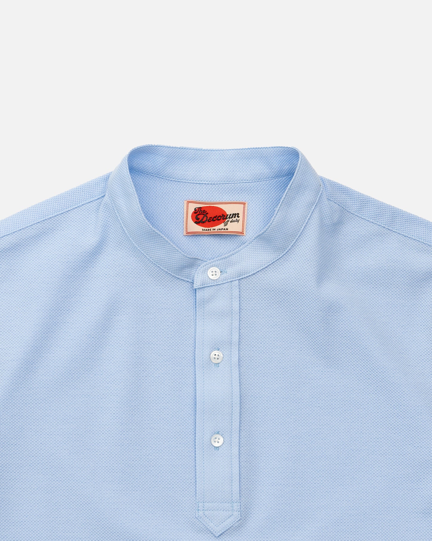The Decorum Mandarin Collar Polo Shirt - Light Blue