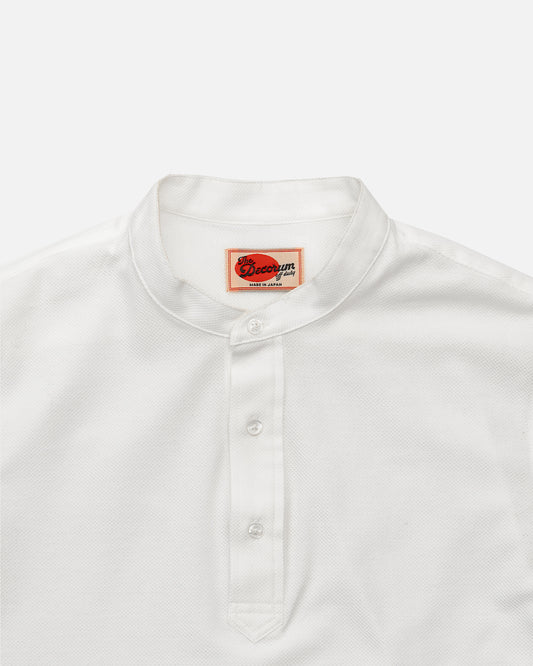 The Decorum Mandarin Collar Polo Shirt - White
