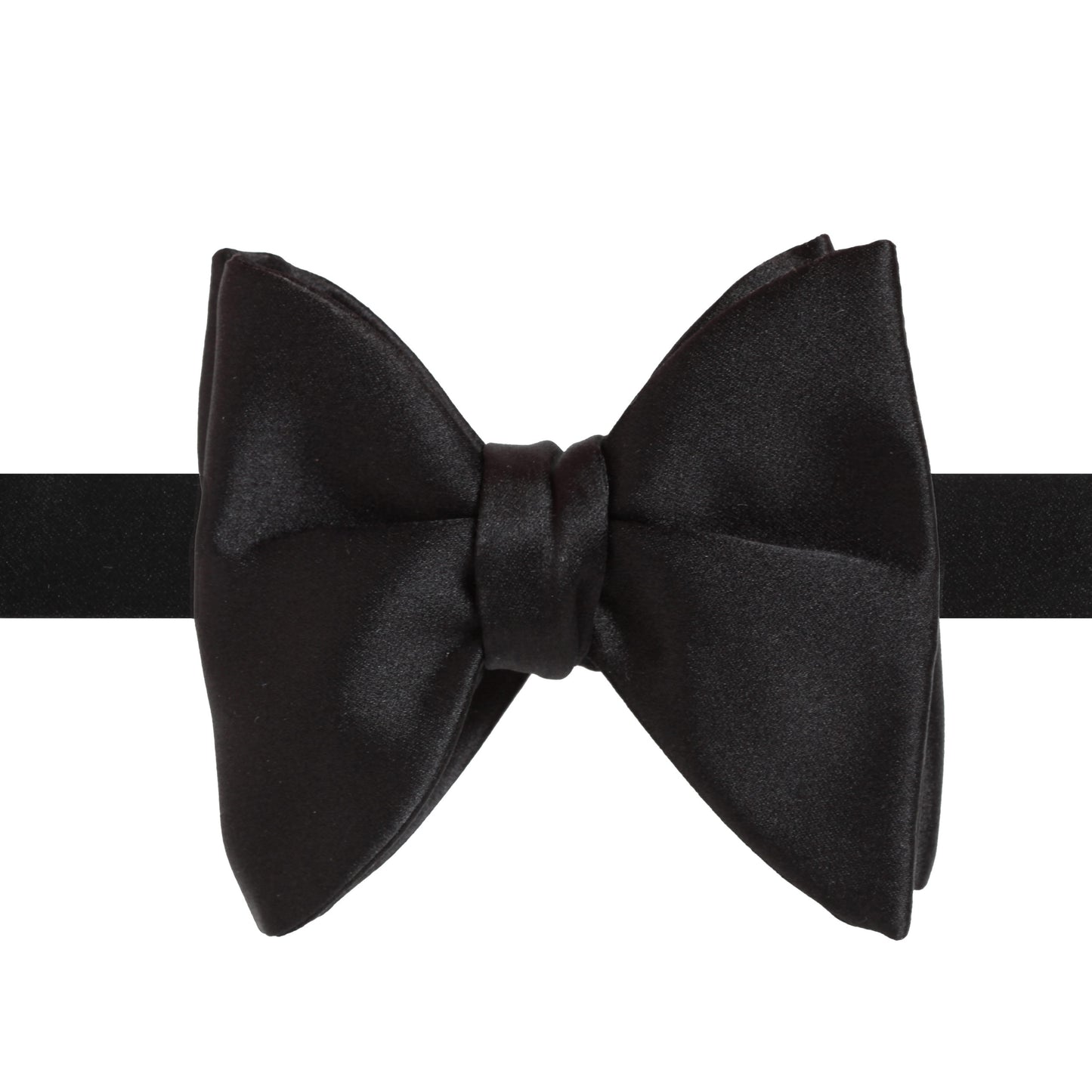 La Bowtique Bowties Large Dropped – Black Silk Satin Bow Tie
