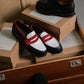 J.M. Weston 180 Loafer Navy/White/Burgundy Box Calf D Width