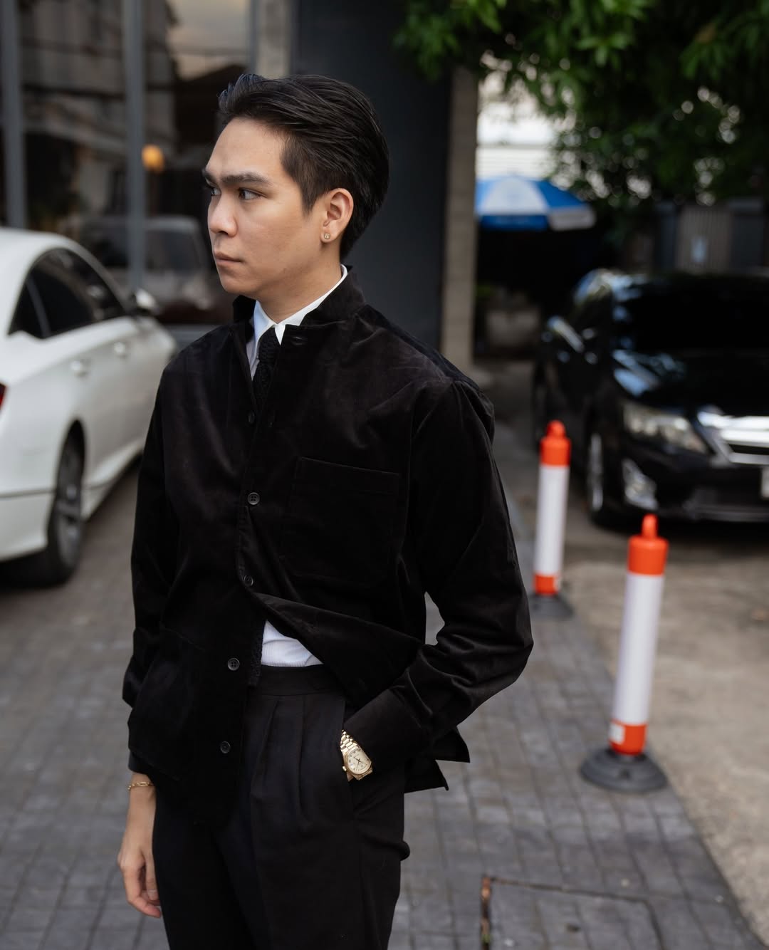 YK Black Stand Collar Work Jacket FW24