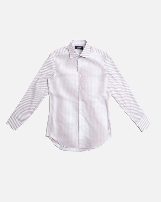Kamakura Grey Stripe Spread Collar Broadcloth Shirt