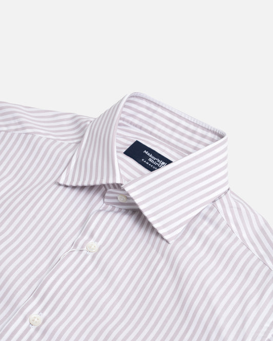 Kamakura Grey Stripe Spread Collar Broadcloth Shirt