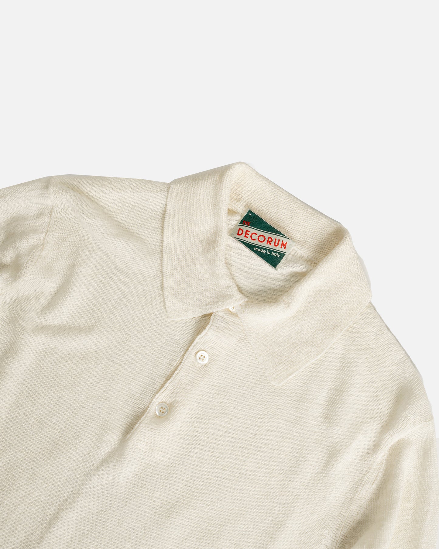 The Decorum Knitted Linen Polo Shirt in Cream