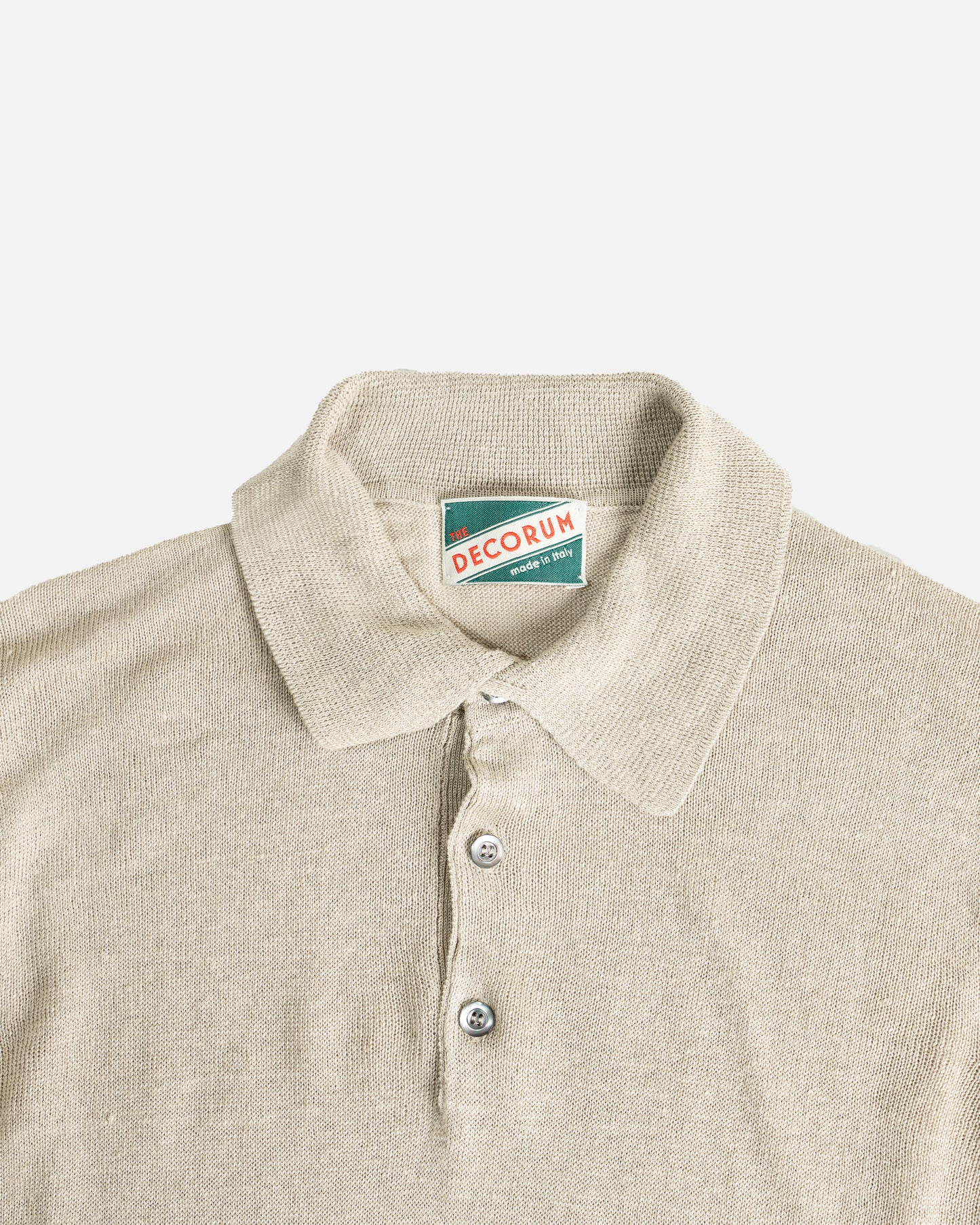 The Decorum Knitted Linen Polo Shirt in Perla