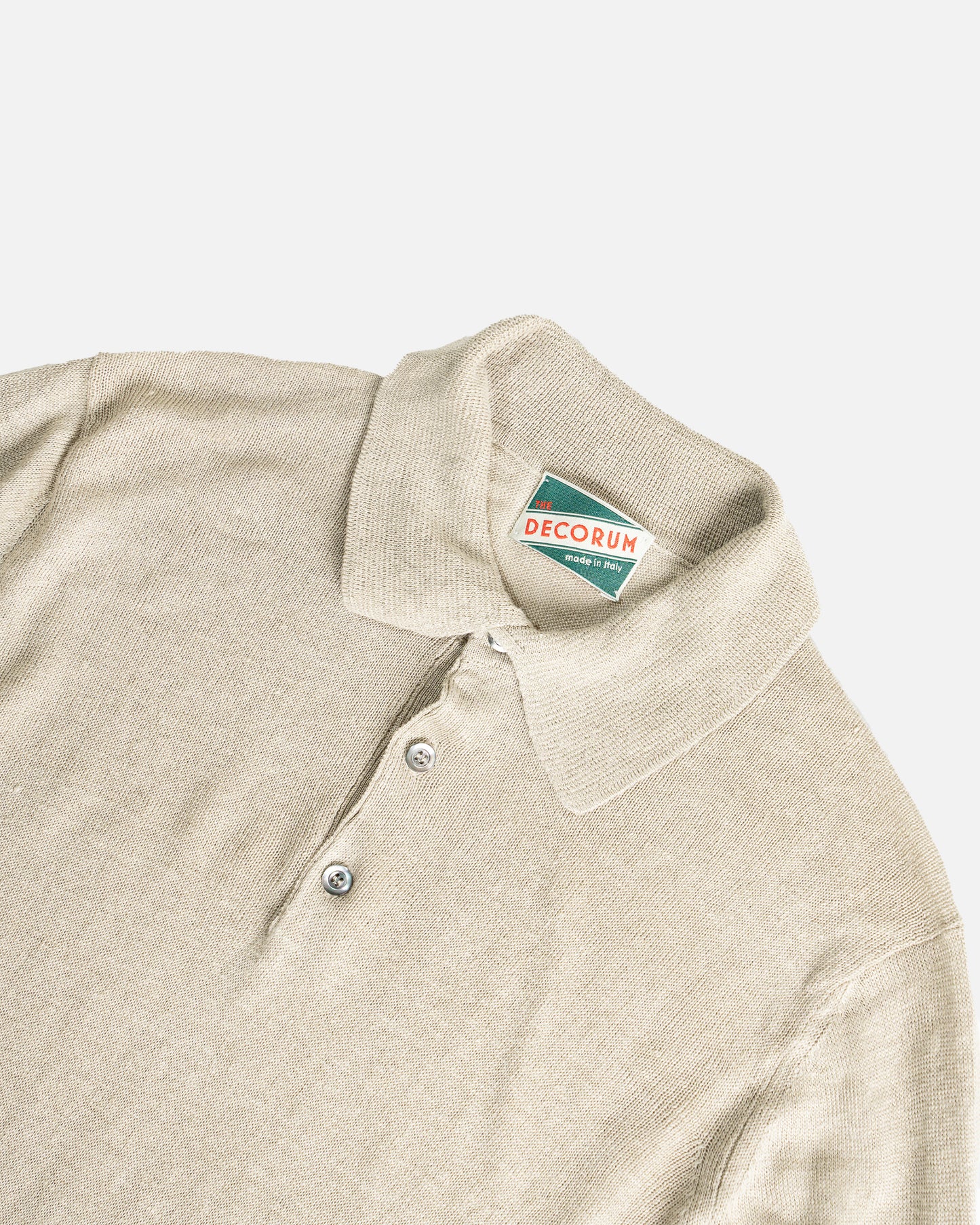 The Decorum Knitted Linen Polo Shirt in Perla