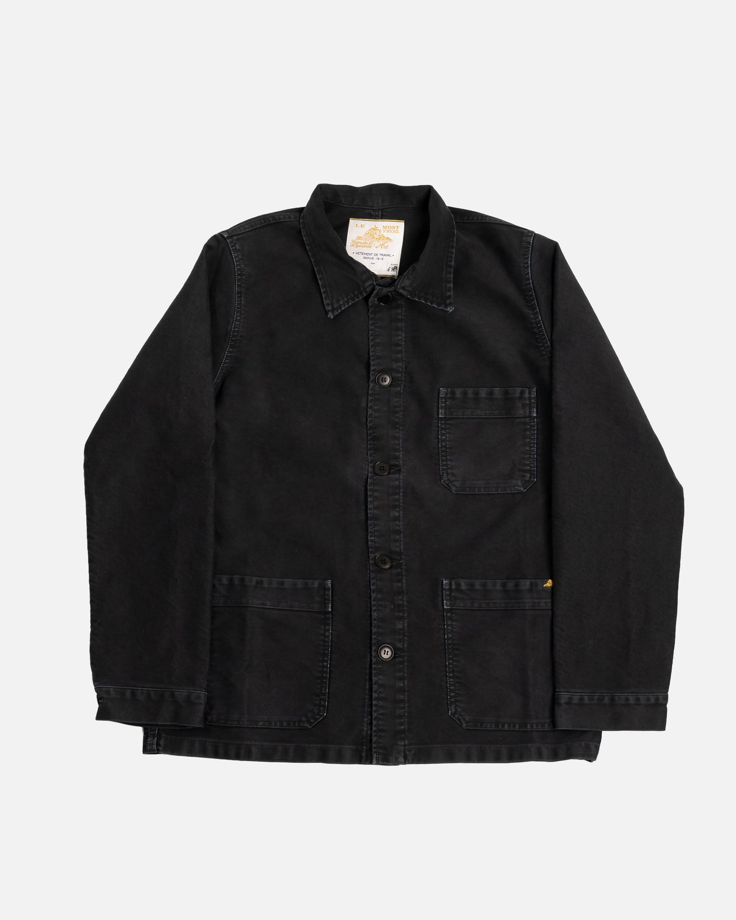 Le Mont Saint Michel Black Washed Cotton Twill Work Jacket