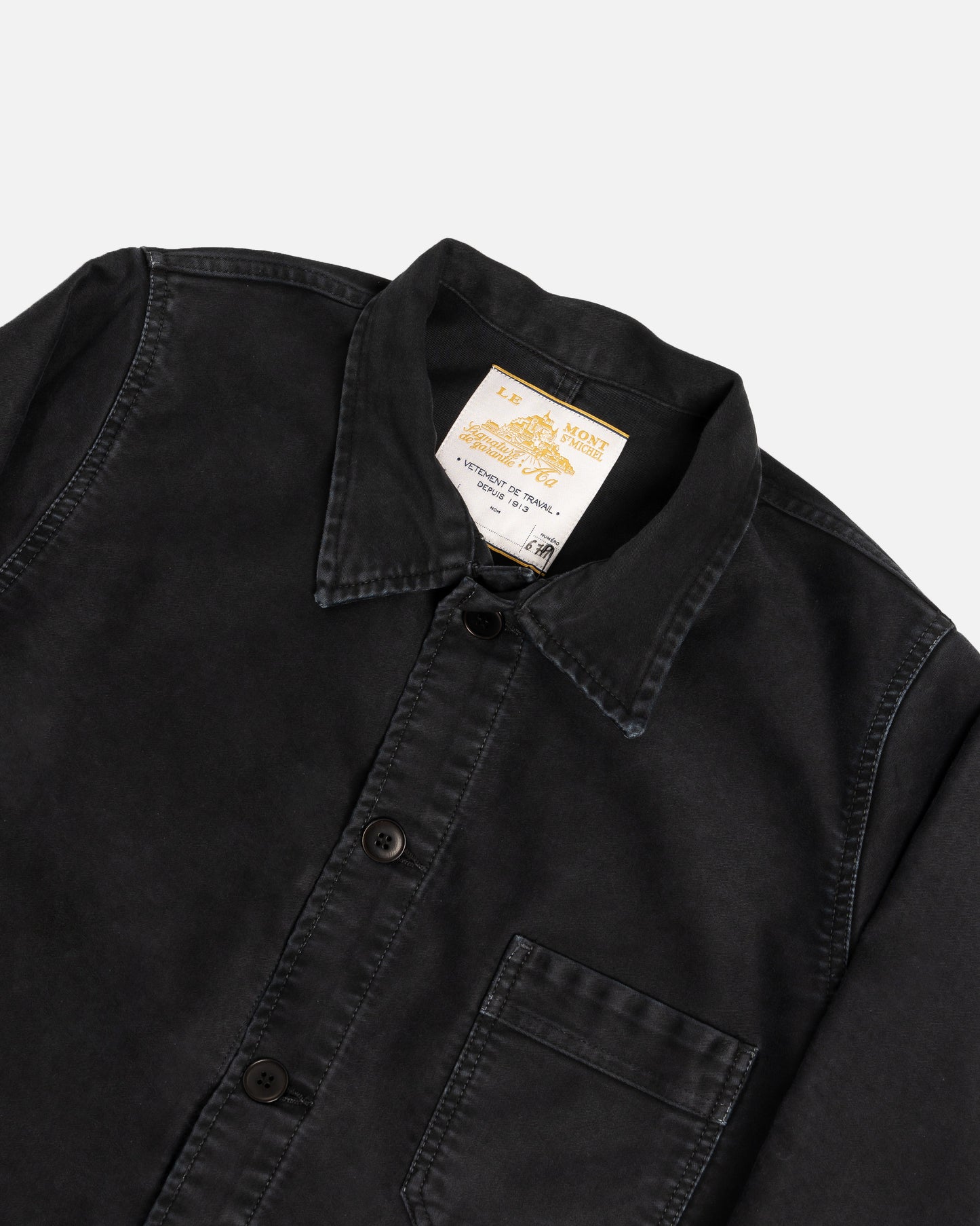 Le Mont Saint Michel Black Washed Cotton Twill Work Jacket