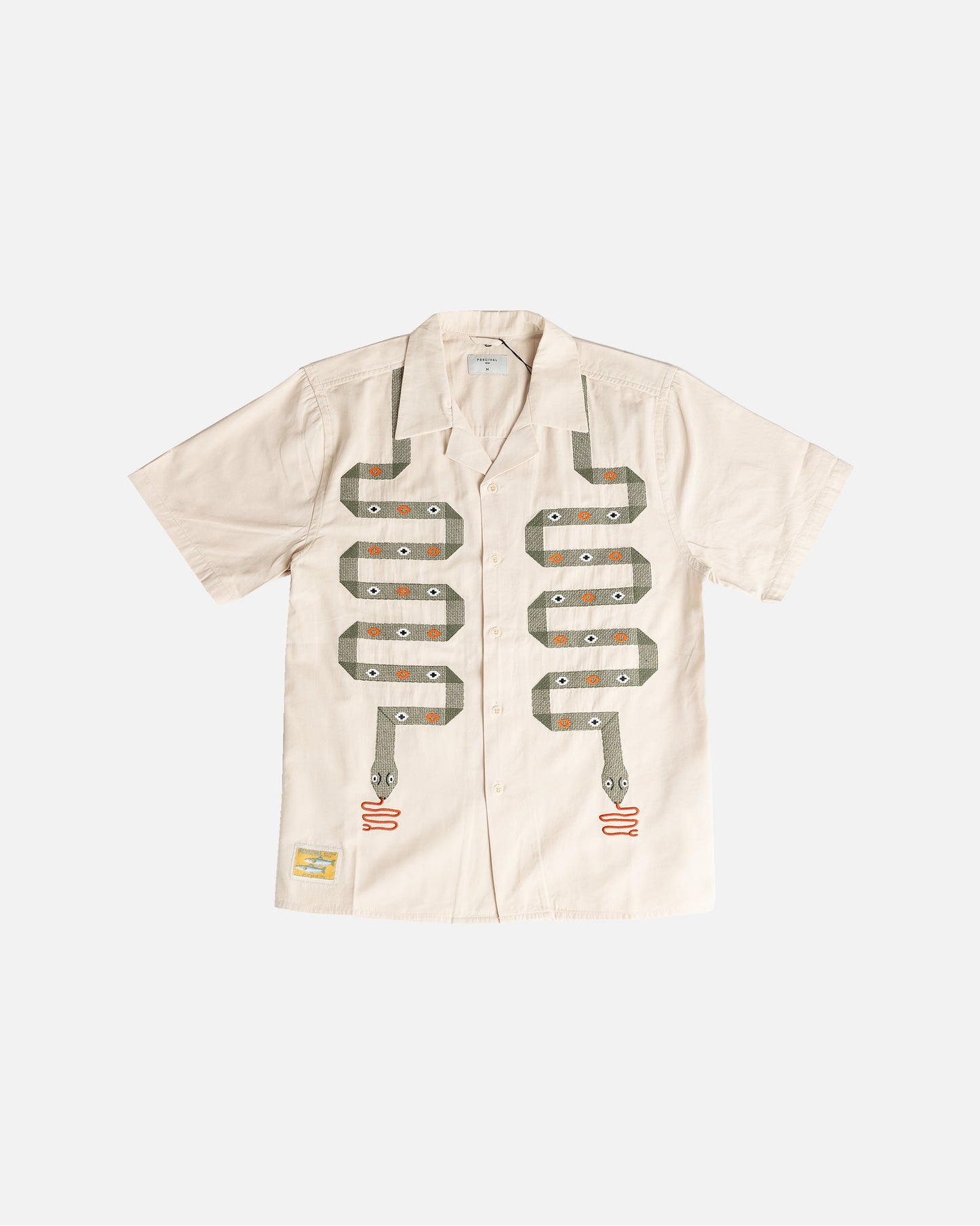 Percival Serpent Tapestry Cuban Shirt White