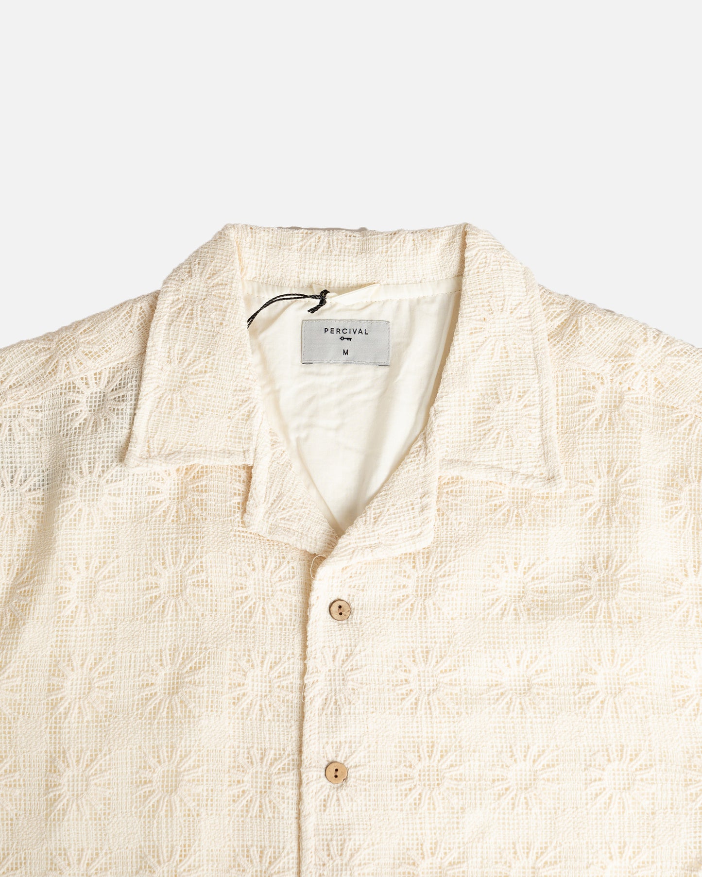 Percival Crochet Poplin Shirt Ecru