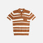 Percival Paros Stripe Polo Shirt Tan/Ecru